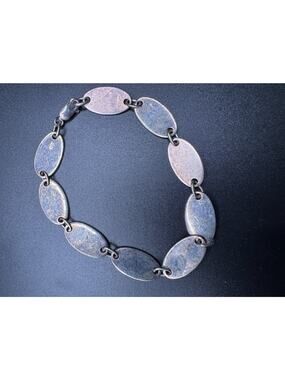 Vintage Sterling Silver 925 Signed Plain Oval Links Bracelet Size 7.25"